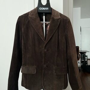 Danier Dark Brown 100% Suede Leather Jacket